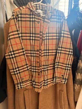 Burberry Beige Iconic Check Button-Up Jacket